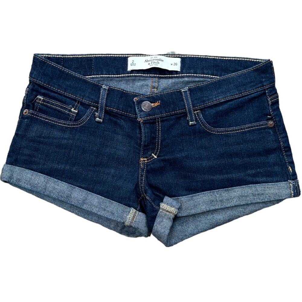 Abercrombie & Fitch Stretch Denim Jean Shorts Dark Wash Size 2 W 26